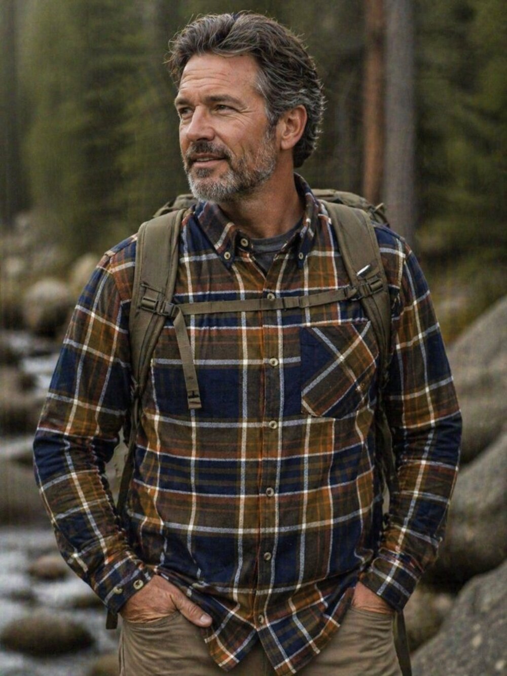 Browning Men's Long Sleeve Shirt Jacket Shacket Size Lg Plaid Brown Blue Utility